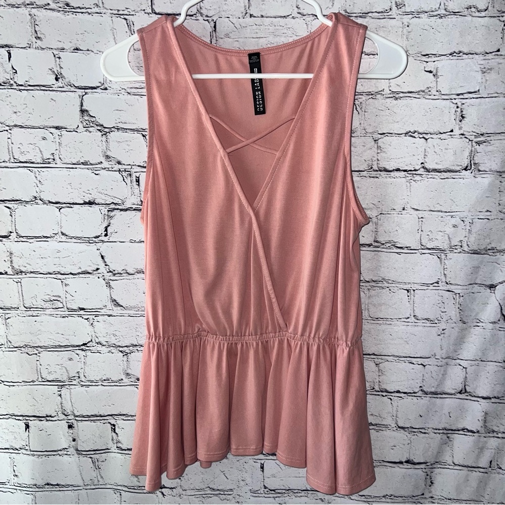 Design Lab Lord & Taylor Blush‎ Pink Babydoll Tank Top Size Medium